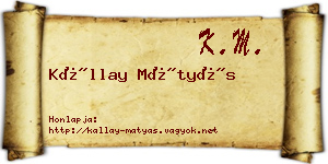 Kállay Mátyás névjegykártya